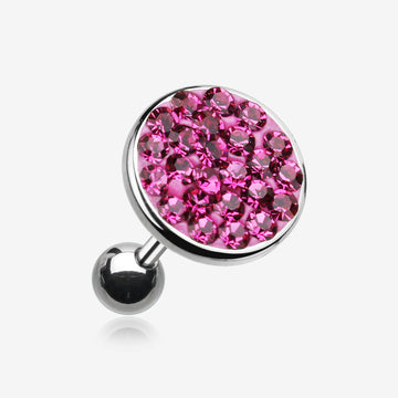 Multi-Gem Sparkle Multi-Gem Round Cartilage Earring-Fuchsia